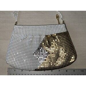 White Gold Silver METAL MESH ART DECO Cocktail Dinner Purse Vtg